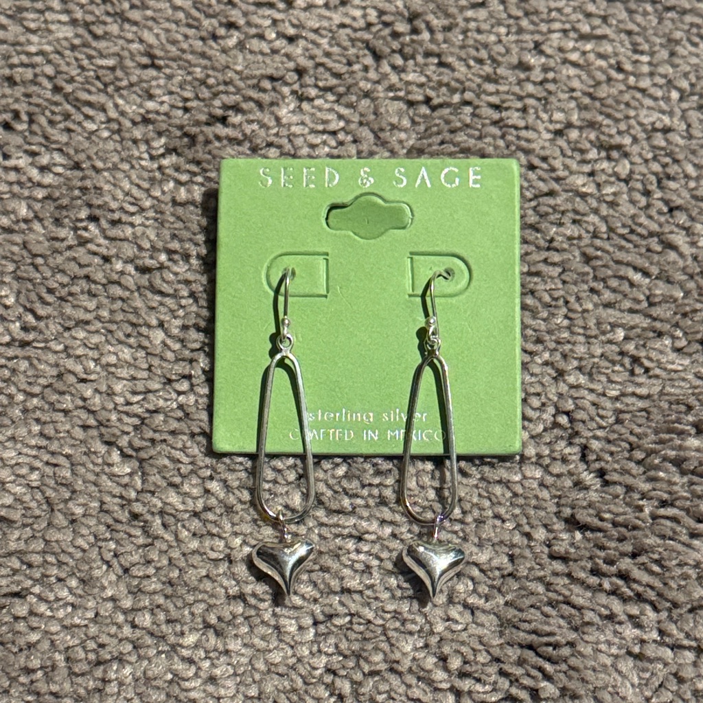 Seed & Sage Sterling Silver Dangle Heart Earrings